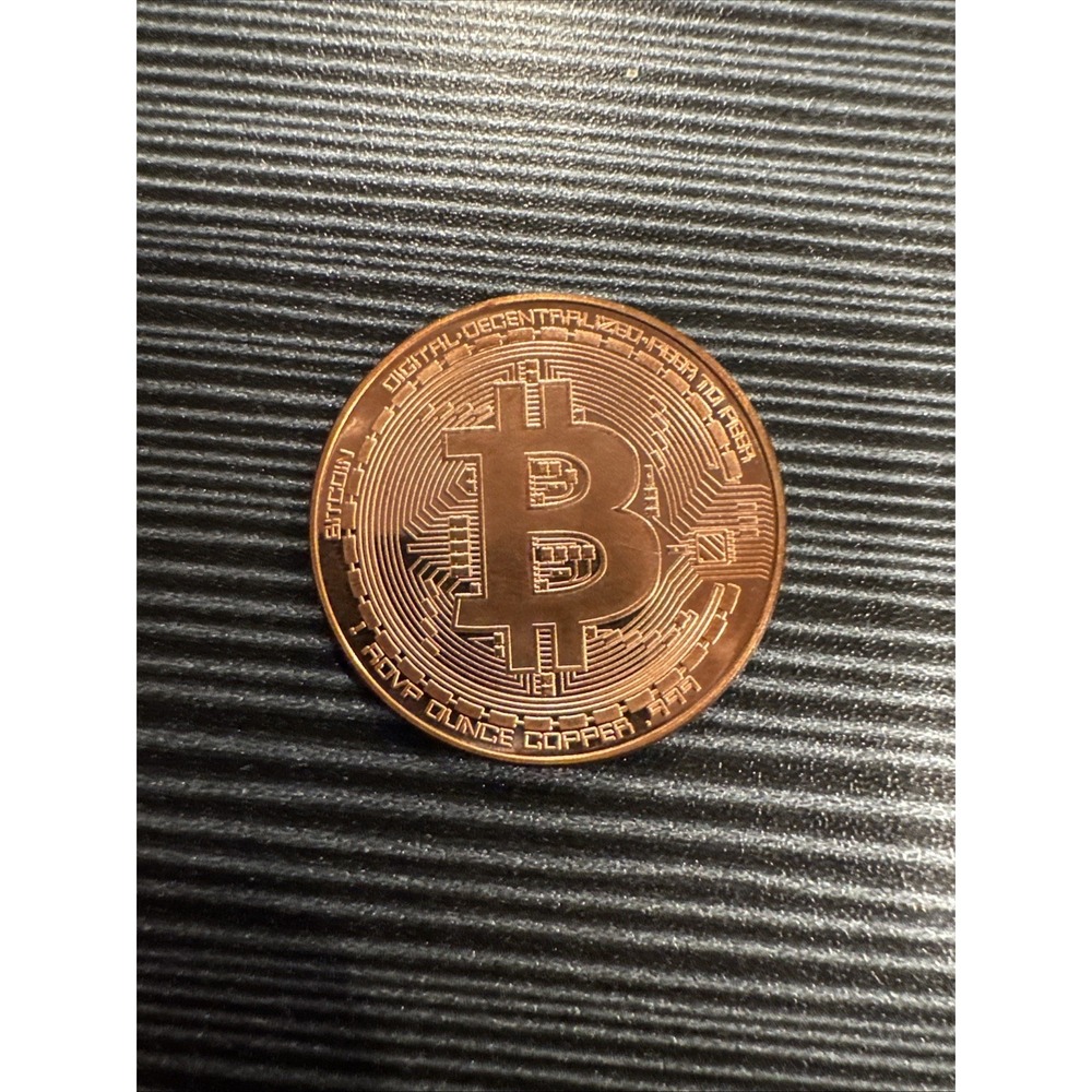 Physical Bitcoin Commemorative Token Coin 40mm Copper Finish Collectible